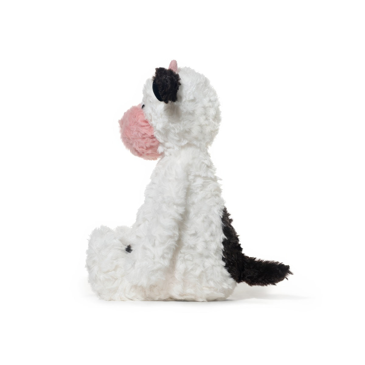cute furry black and white baby cow plush toy