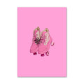 barbiecore aesthetic gallery wall art prints canvas posters in bright pink and acid blue colors 