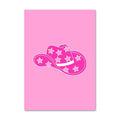 barbiecore aesthetic gallery wall art prints canvas posters in bright pink and acid blue colors 