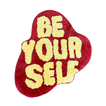 be yourself bright and colorful cute accent tufted rug with title