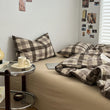 Mocha Gingham Check Duvet Cover Set