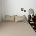 light beige gingham print aesthetic bedding duvet cover set 