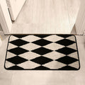 black and white argyle print accent rug