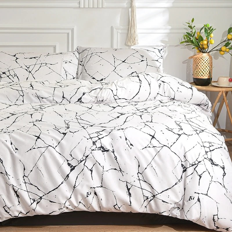 black and white natural stone print aesthetic bedding set roomtery