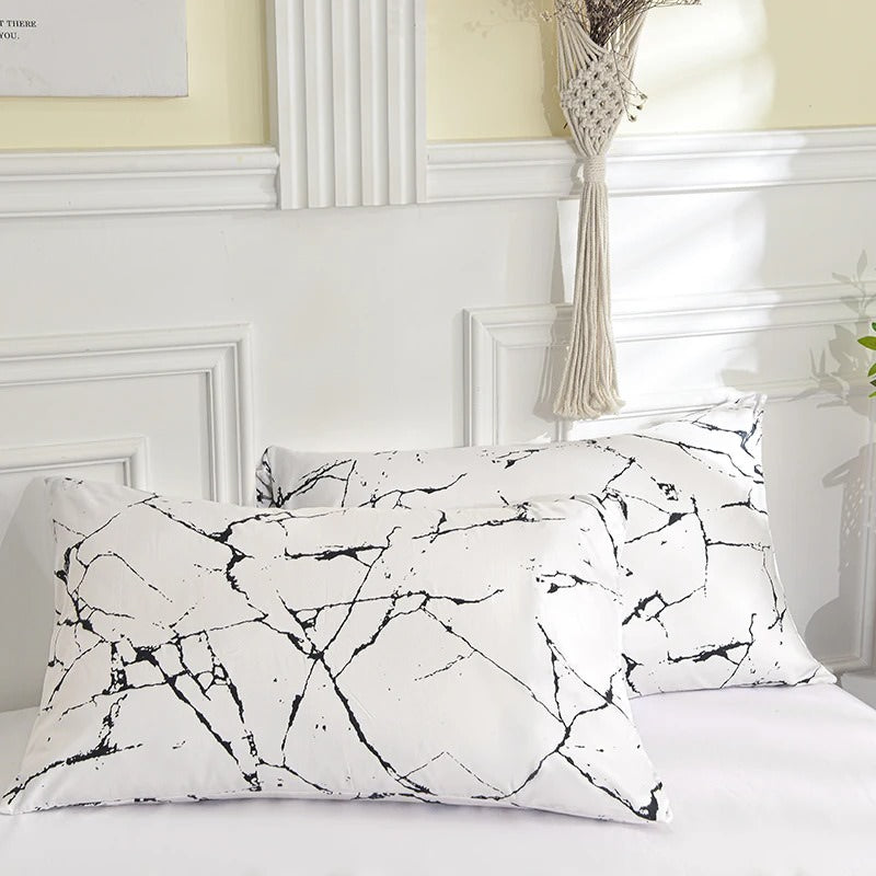 black and white natural stone print aesthetic bedding set roomtery