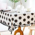 black and white polka dot print aesthetic tablecloth desk decor roomtery