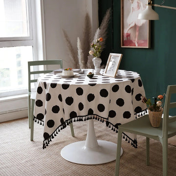 B&W Polka Dot Tablecloth