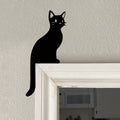 black cat silhouette decor sitting on door frame minimalist wall accent