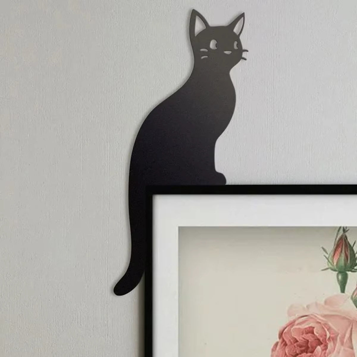 black cat silhouette decor sitting on door frame minimalist wall accent