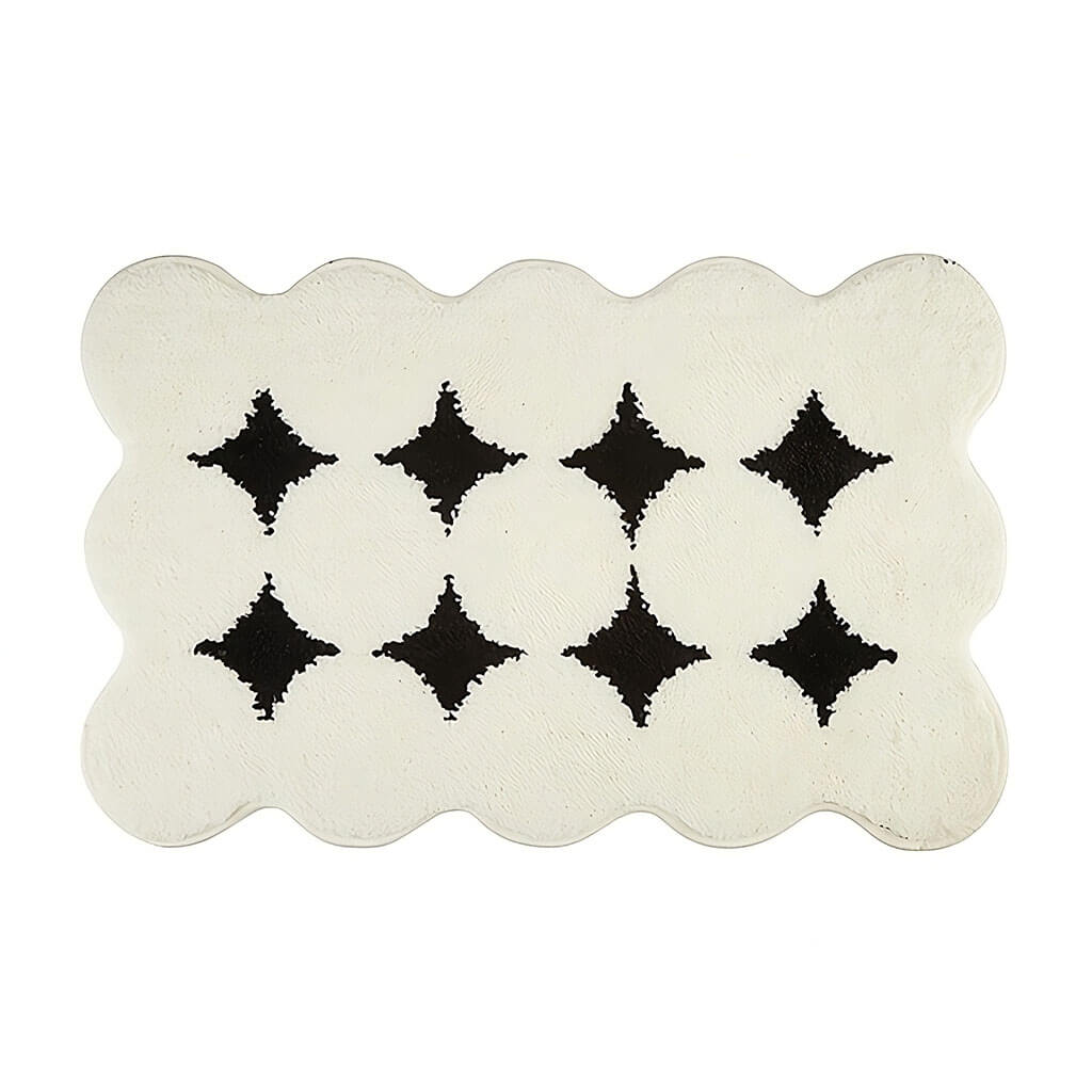 black white circles tufted rug