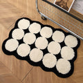 black white circles tufted rug