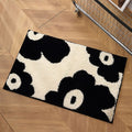 black white flowers tufted rug