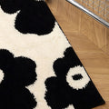 black white flowers tufted rug