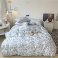 pale blue flowers pattern print aesthetic bedding duvet cover set roomtery