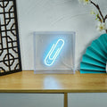 blue paper clip wall hanging led box neon sign roomtery aesthetic room decor