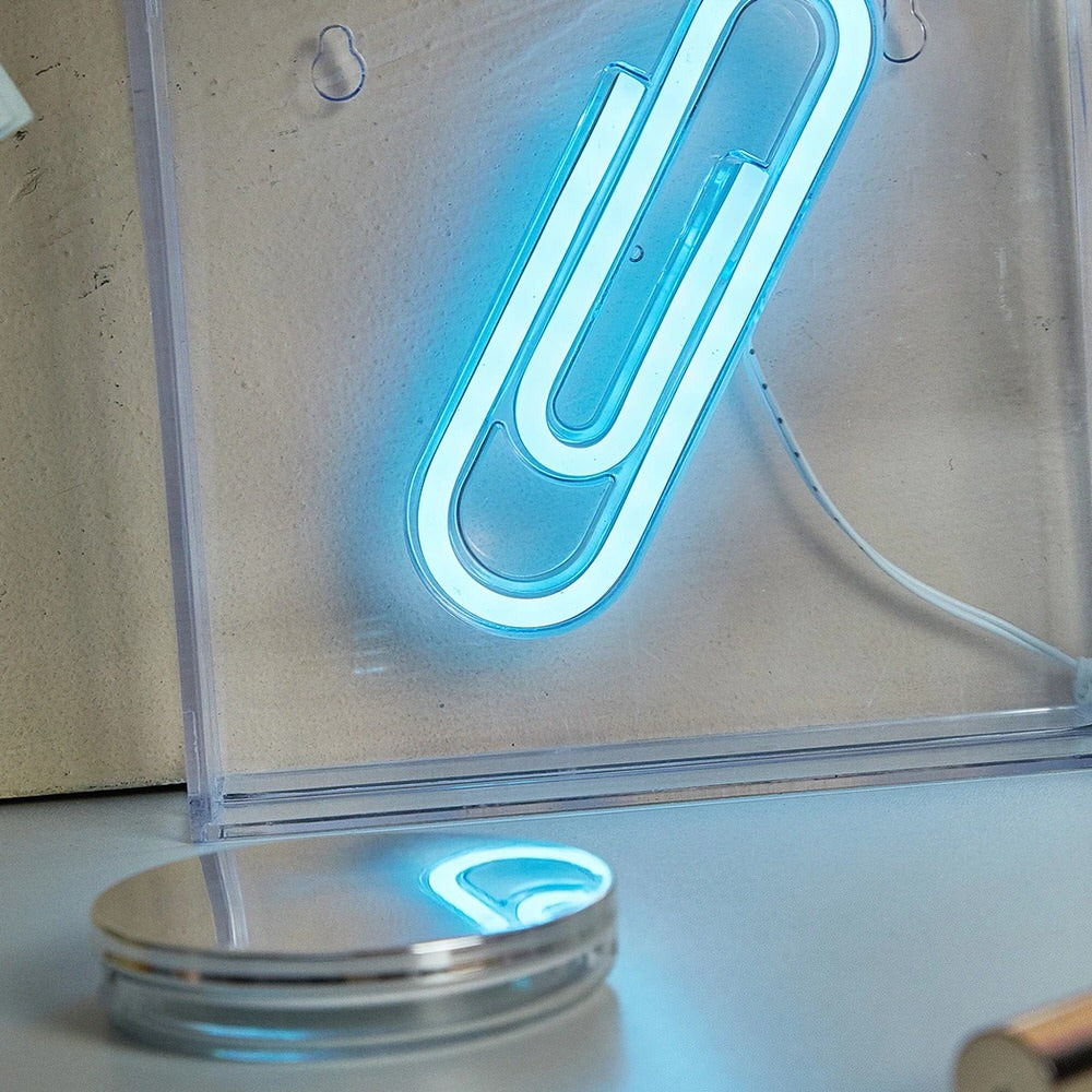 Paper Clip LED Box Neon Sign - Shop Online on roomtery