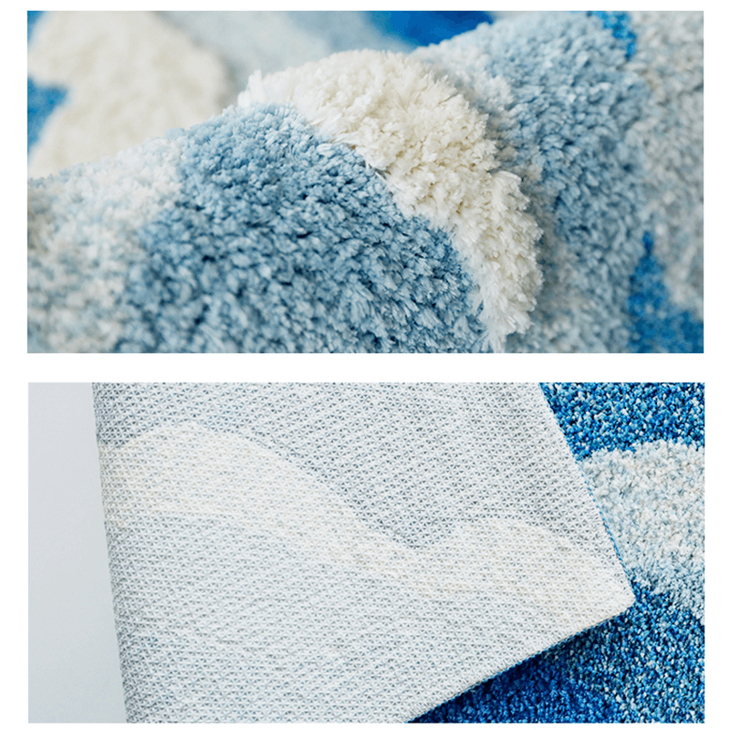 blue and white waves sea foam accent tufted rug roomtery