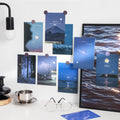 blue starry night sky prints wall collage poster cards roomtery