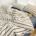 minimalist aesthetic striped bedding duvet cover set in blue shades roomtery aesthetic bedroom decor