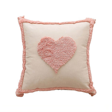 blush heart tufted throw pillow cover