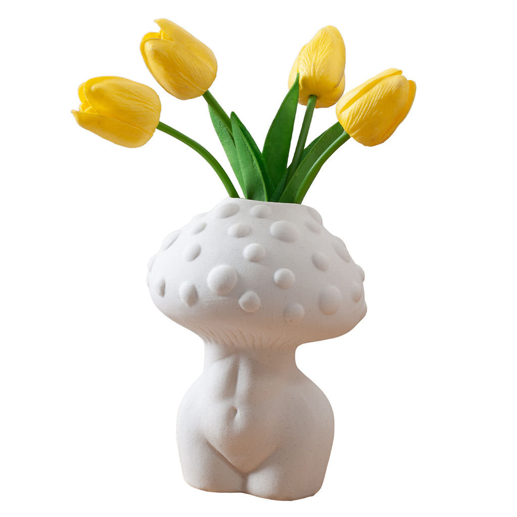 body mushroom white ceramic vase