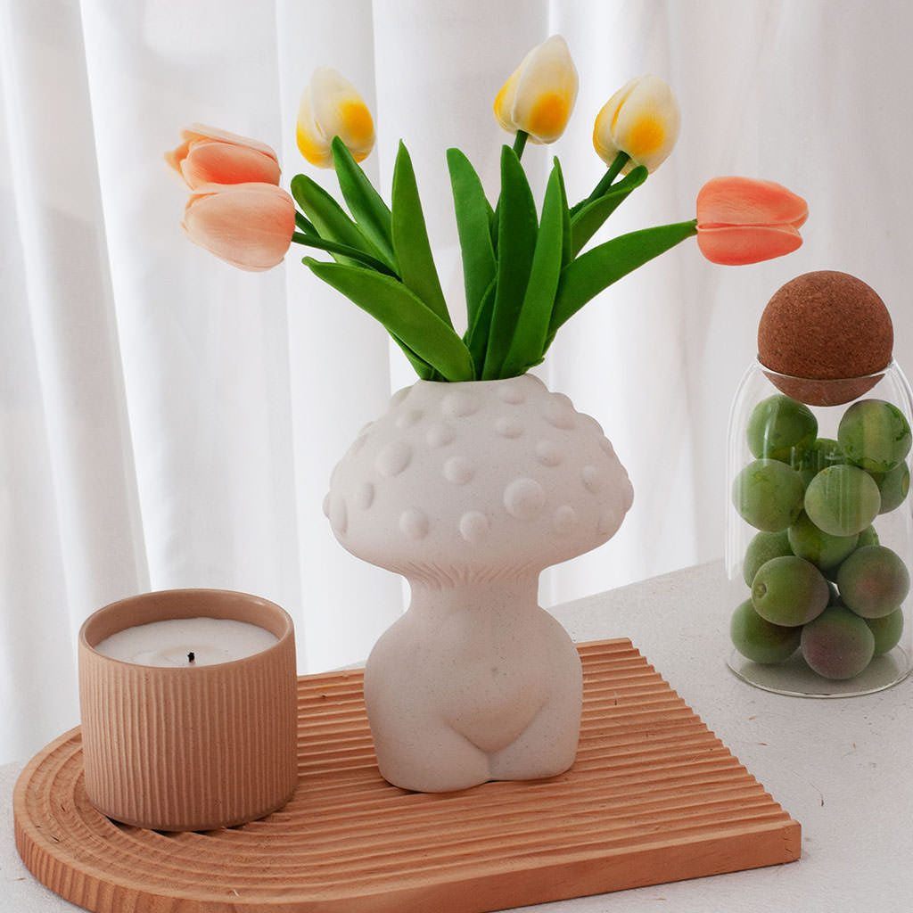 body mushroom white ceramic vase