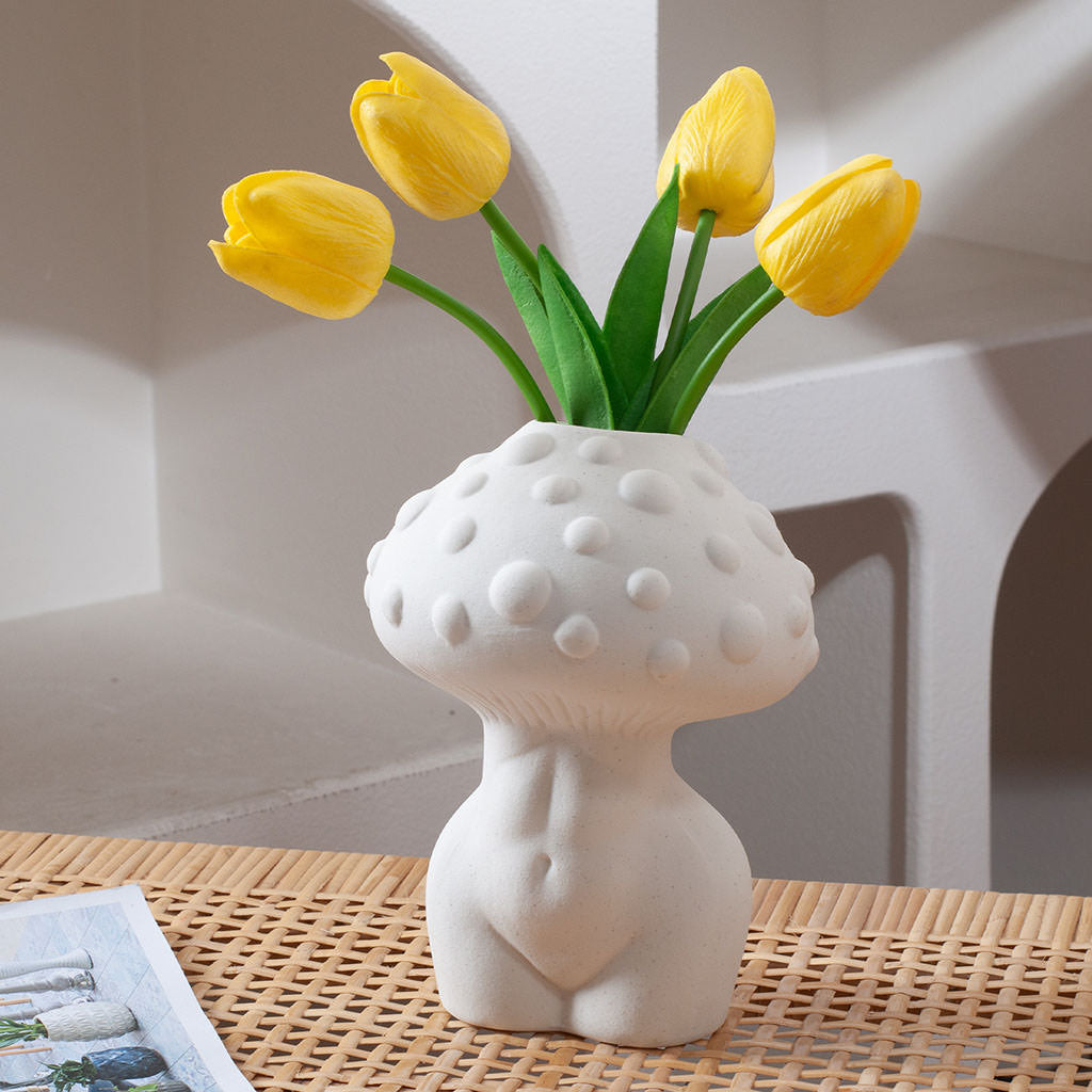 body mushroom white ceramic vase