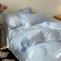 Soft washed cotton duvet cover set with fringe edges for boho aesthetic rooms