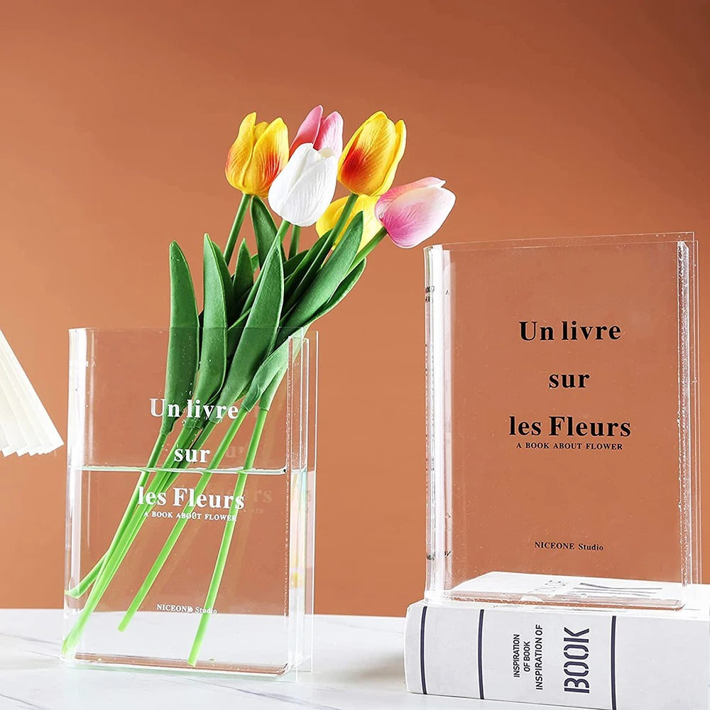 book shaped acrylic librarycore aesthetic tabletop vase roomtery room decor