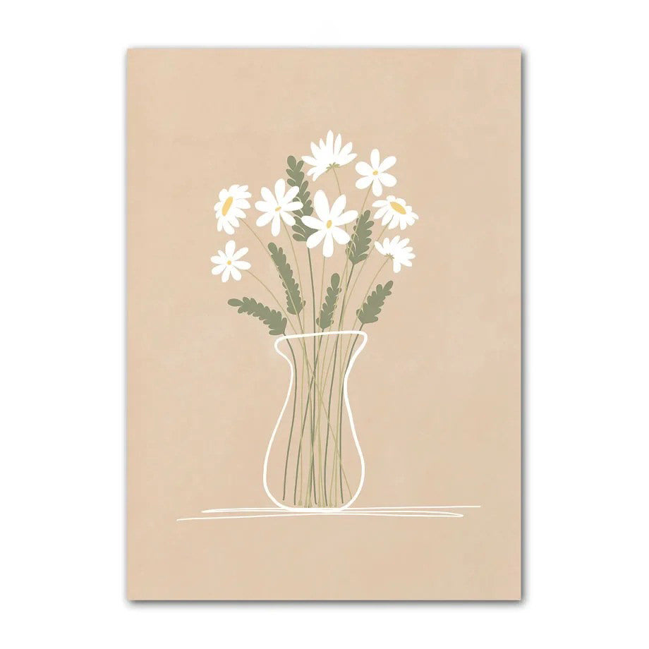 minimalist flower print in pale brown color boho aesthetic room decor roomtery