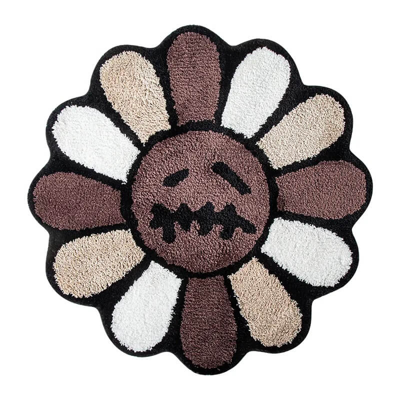 brown shades zombie daisy flower accent rug roomtery