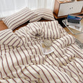 brown striped print bedding duvet cover et aesthetic room decor roomtery