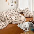 brown striped print bedding duvet cover et aesthetic room decor roomtery