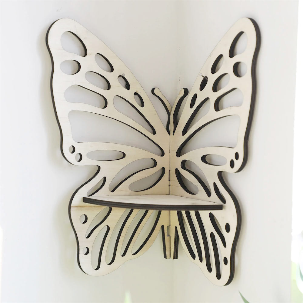 butterfly shaped fairycore aesthetic decor corner shelf crystals display