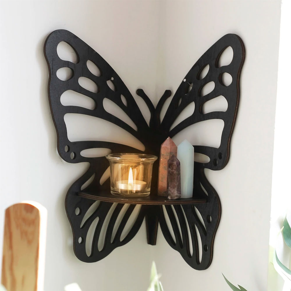 butterfly shaped fairycore aesthetic decor corner shelf roomtery