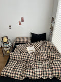 christmas checkered print aesthetic bedding duvet cover set 