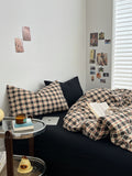 christmas checkered print aesthetic bedding duvet cover set 