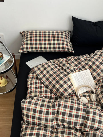 christmas checkered print aesthetic bedding duvet cover set 