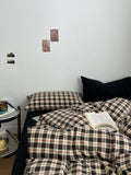 christmas checkered print aesthetic bedding duvet cover set 