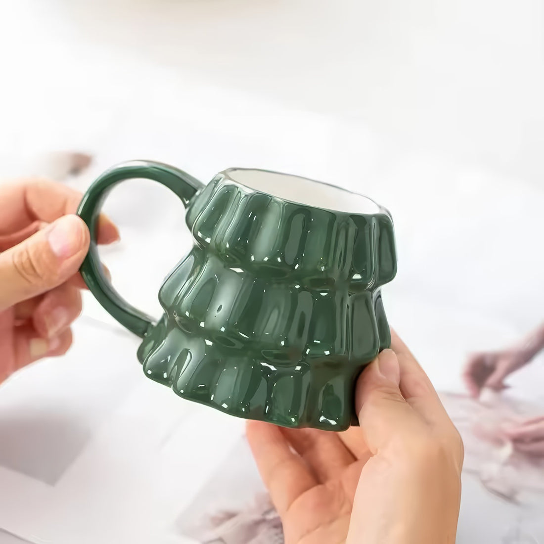 christmas tree shaped aesthetic ceramic coffee mug