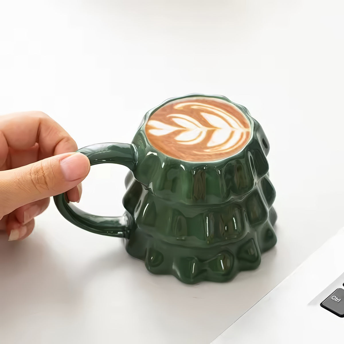 christmas tree shaped aesthetic ceramic coffee mug