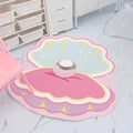 preppy aesthetic pink clamshell shaped throw accent rug roomtery