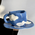 blue sky and white clouds handmade ceramic coffee cup 