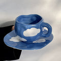 blue sky and white clouds handmade ceramic coffee cup 