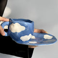 blue sky and white clouds handmade ceramic coffee cup 