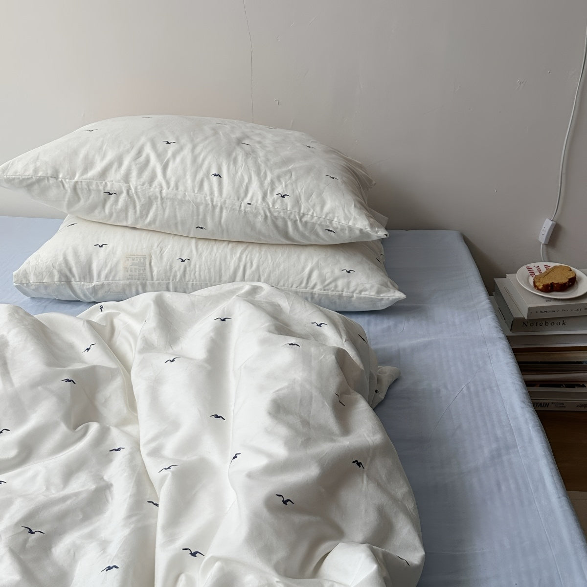 coastal aesthetic minimalist light blue bedding duvet cover set