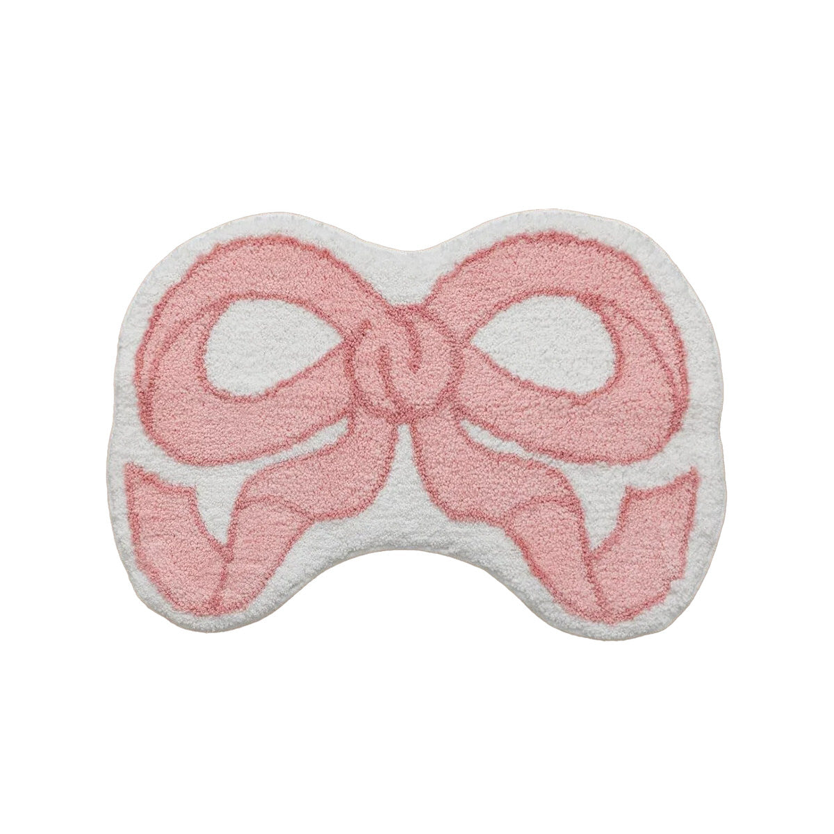 Pink bow-shaped bath mat coquette aesthetic accent rug