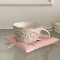 coquette aesthetic ceramic cup with bows 