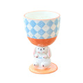 coquette aesthetic ceramic bunny pedestal cute checkered and striped cup