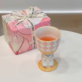 coquette aesthetic ceramic bunny pedestal cute checkered and striped cup